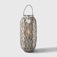 Farol decorativo de mimbre y vidrio Caroline - Gris