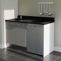 Kochnischen K17L - 140 cm - Grau - Nero - Spüle links + Haushaltsgeräte Edelstahl