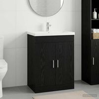 vidaXL Meuble sous lavabo de salle de bain Chêne noir