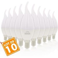 Arum Lighting – Lot de 10 ampoules LED E14 flamme 5W équivalent 40W – Blanc neutre 4000K – Grand angle d'éclairage 220° – Diffuseur opaque