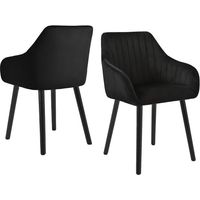 Minimalist dining chairs with comfortable backrests, ergonomic armrests and sturdy wooden legs – Set of 2 - Black