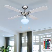 Deckenventilator mit Licht Ventilator mit Beleuchtung Deckenlampe, RGB LED Farbwechsel Fernbedienung, Vor Rücklauf Flügel wendbar, für Räume bis 15m²