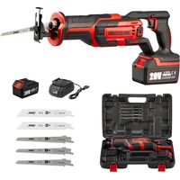 Teeno – Scie sabre sans fil 20V avec 1 batterie 3Ah – Vitesse 3300 tr/min – Pour bois, plastique et métaux fins – Boîte de rangement incluse