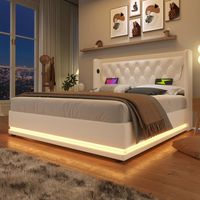 Bett Doppelbett Stauraum 140x200 PU mit Matratze OKMYHOME