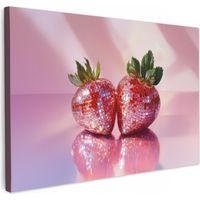 CUADRO EN LIENZO Disco - Fruta - Purpurina - Fresa Pinturas Grande 150x100 cm