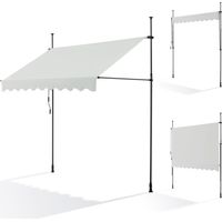 Canopée – Store banne manuel 250 x 120 cm – Auvent de terrasse sans perçage – Protection solaire anti-UV – Angle réglable 0° à 90°