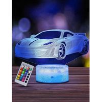 Lumière de nuit de voiture de course pour les enfants, lampe de nuit Illusion 3D, 16 couleurs