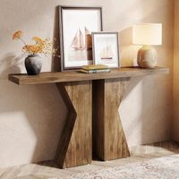 Tribesigns Konsolentische Holz 140cm, Konsolentisch hinter Sofatisch, Holz Sofatisch schmaler Flurtisch für Eingang, Wohnzimmer, Rustikales Braun
