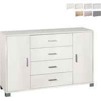 Buffet avec deux portes et quatre tiroirs Frêne Blanc 136x41x h86 cm