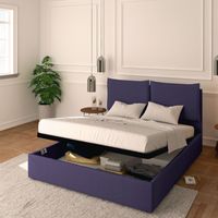 Baldiflex Letto Contenitore Matrimoniale 160x190 Licia in Tessuto con Rete a Doghe colore Viola Purple