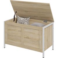 Coffre de Rangement 95 L Banc avec Couvercle et Charnière de Sécurité 80x40x50 cm Chêne