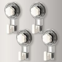 Gancho para toallas de baño, con ventosa reutilizable extrafuerte para baño, cocina, camping y coche (gris y blanco, 11,2 x 6,2 x 4,3 cm, 4 unidades)