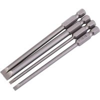 4 pieces magnetic flat head screwdriver bit made of alloy steel S2 1/4 inch 100 mm
