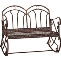 Outsunny Rocking Chair Swing Bench Loveseat Metal Bronze Garden Outdoor