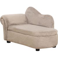 Sofa Relevé pour Chiens avec Espace de Rangement Caché, Sofa Rembourré en Bois et Tissu Velouté, 80x40x46 cm, Beige