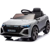 Auto Elettrica Bambini Audi SQ8 e-Tron 12V Con Licenza Ufficiale Sedile in Pelle Ruote EVA Telecomando 2.4GHz Luci LED MP3 Soft Start Porte Apribili Auto 3–6 Anni Grigio