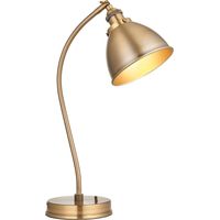 Endon Franklin Lampada da tavolo operativa, piastra in ottone anticato