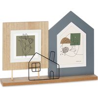 Bilderrahmen für 2 Fotos Haus, stehend, Metall und MDF