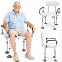 Sedia da Doccia Sedile da Bagno Altezza Regolabile 70-83 cm in Alluminio e HDPE Bianco