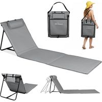 Homecall Gartenliege strandmatte mit rückenlehnee Liegestuhl Strandliege klappbar leicht, Extra Langer Rücken 61 cm, 1 St., Tragbar als Rucksack für Strand, Camping & Garten (grau)