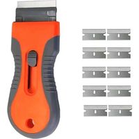 10-Klingen-Schaber-Set – Einfache Reinigung von Platten, Glas, Aufklebern, Mörtel und Lackkleber – Multifunktionales Haushaltswerkzeug, Orange