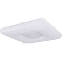 Plafoniera LED cielo stellato plafoniera soggiorno lampada sala da pranzo, anello cromato cristalli plastica trasparente, metallo cromato, 24 W 1600lm 3000K, L x P x H 43 x 43 x 8 cm
