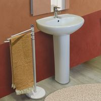 Lavabo monoforo con colonna in ceramica 55x 43 cm bianco Magic