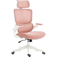 Silla de Malla Giratoria Silla de Escritorio Basculante con Respaldo Alto Reposacabezas Reposabrazos 62x58x133 cm Rosa