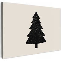 CUADRO EN LIENZO Árbol de Navidad - Negro - Vacaciones - Beige Adornos Pared 60x40 cm