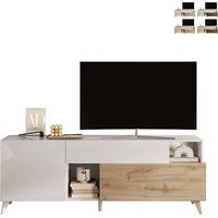 Mobile porta TV bianco legno moderno cassetto 2 ante 181x42x67cm Edwin - Rovere - Bianco Lucido