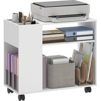 Printer Stand Printer Table with Compartment, Storage Surfaces for Office 70 x 34 x 60 cm White