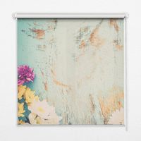 Innenrollo Fensterrollo - Rollo ohne Bohren - Sichtschutzrollo - Lichtdurchlässiges Rollo - Rechteckiges - Rollo - (100 cm x 140 cm) - Blumen auf blauem Hintergrund