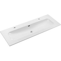 Vasque à encastrer LARGO 120 cm en céramique blanche brillante double robinet