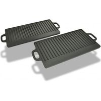 Plancha en fonte réversible 2 pcs 38x23 cm vidaXL