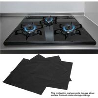 Tapis de protection antiadhésif pour brûleur de cuisinière à gaz, 4 pièces, protecteur d'huile, outil de cuisine (noir)