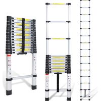Jiubiaz Escalera telescópica Pro 4,4 m, aluminio, 150 kg, patas antideslizantes