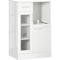 Credenza Moderna con Armadietti e Cassetto in Legno e Vetro, 60x40x95cm, Bianco