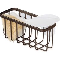 Organizador de fregadero metálico con revestimiento de acero inoxidable - soporte para esponjas y estropajos metálicos - color bronce