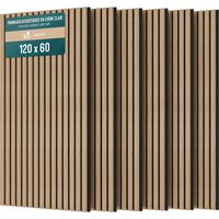 Vounot – Lot de 6 panneaux acoustiques muraux 120x60x2,1cm – MDF ignifuge avec feutre polyester – Finition chêne clair – Absorption sonore efficace