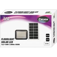 Cegasa projecteur solar led 2000lm 6500k - panneau solar intégré 5v-15w - autonomie jusqu'à 12h - résistance ip65