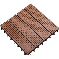 Piastrelle per Esterni ad Incastro Antiscivolo HDPE Riciclato 11 Pezzi Marrone 30x30x2,2 cm