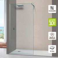 Pare douche fixe en verre trempé transparent ép 8mm anti calcaire, L.120H195 cm - profilé chromé - Mont Blanc CC SUPERBAN