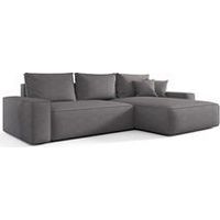 Canapé d’angle tissu tressé convertible avec coffre NINA angle droit-Gris foncé-angle droit
