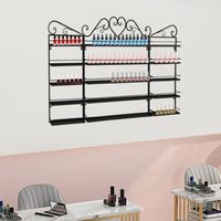 Support de stockage de vernis à ongles mural à 5 couches, 3 supports de vernis à ongles métalliques muraux, présentoir de cosmétiques de salon de beauté de salle de bains, 65 6,5 71 cm (noir)