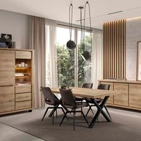 Séjour complet table repas 170cm buffet et argentier aspect bois Hudson Oak - URIDSON