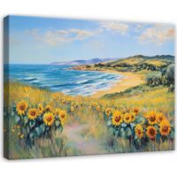 Leinwandbild Meer, Blumen und natürliche Landschaft, Wanddeko für Schlafzimmer und Wohnzimmer, hochauflösender Druck, 100 x 70 cm