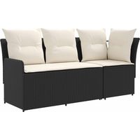 vidaXL Garden Armrest Sofa with Corner Sofa 2 Piece Black and Cream