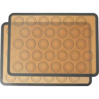 Set di 2 tappetini da forno rettangolari in silicone per macarons, beige, grigio, 41,9 x 29,5 cm
