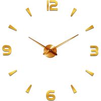 Orologio da parete moderno silenzioso fai da te adesivo 3D per la decorazione di casa, ristorante, ufficio, hotel (oro)