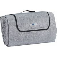 Ulisem XXL Picknickdecke, 200x300 cm, isoliert, wasserdicht, Fischgrätenmuster, Fleece-Stranddecke, Tragegriff, grau